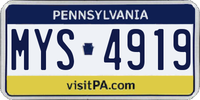 PA license plate MYS4919