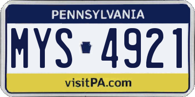 PA license plate MYS4921