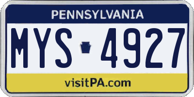 PA license plate MYS4927