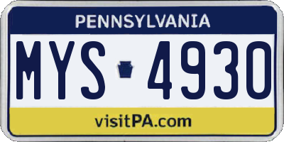 PA license plate MYS4930