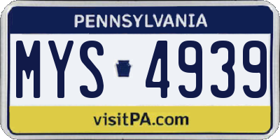 PA license plate MYS4939
