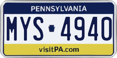 PA license plate MYS4940