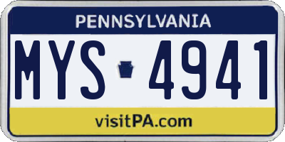 PA license plate MYS4941