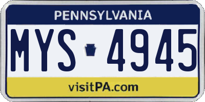 PA license plate MYS4945