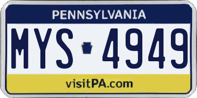 PA license plate MYS4949