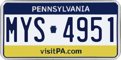 PA license plate MYS4951