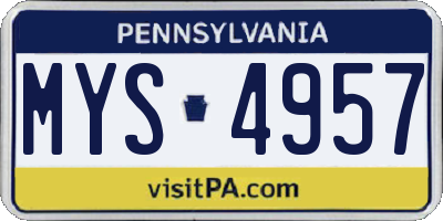 PA license plate MYS4957