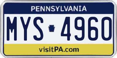 PA license plate MYS4960