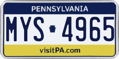 PA license plate MYS4965