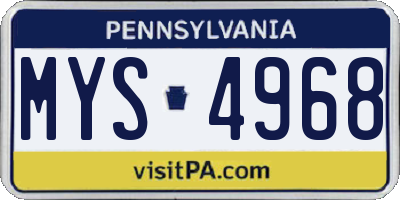 PA license plate MYS4968