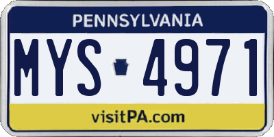 PA license plate MYS4971