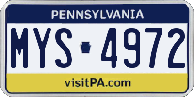 PA license plate MYS4972