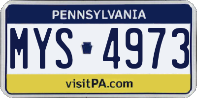 PA license plate MYS4973