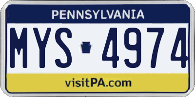 PA license plate MYS4974
