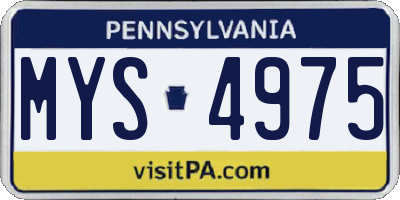 PA license plate MYS4975
