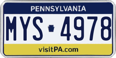 PA license plate MYS4978