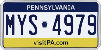 PA license plate MYS4979