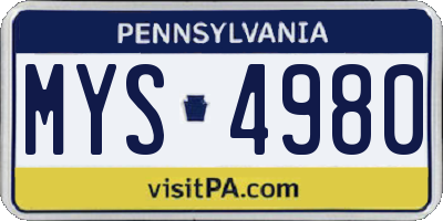 PA license plate MYS4980