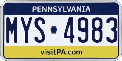 PA license plate MYS4983