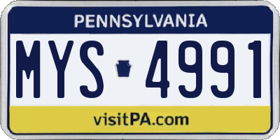 PA license plate MYS4991