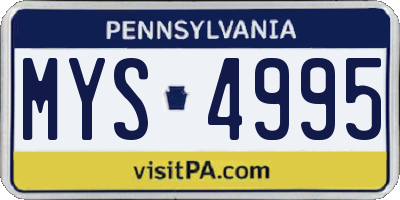 PA license plate MYS4995