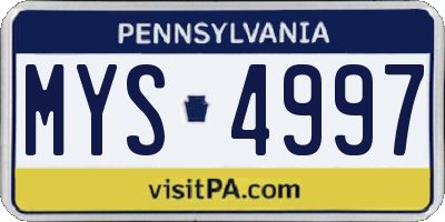 PA license plate MYS4997