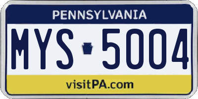 PA license plate MYS5004