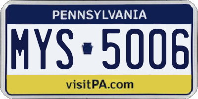 PA license plate MYS5006