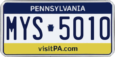 PA license plate MYS5010