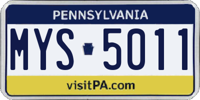 PA license plate MYS5011
