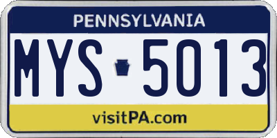 PA license plate MYS5013