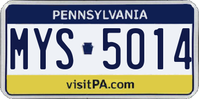 PA license plate MYS5014
