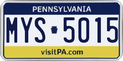 PA license plate MYS5015