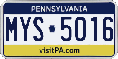 PA license plate MYS5016