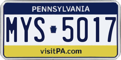 PA license plate MYS5017