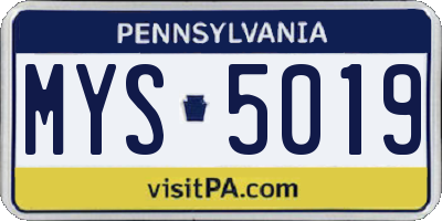 PA license plate MYS5019