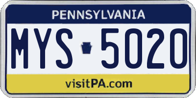 PA license plate MYS5020