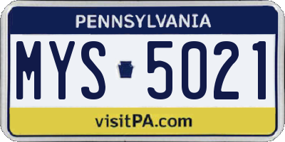 PA license plate MYS5021