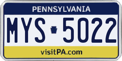 PA license plate MYS5022