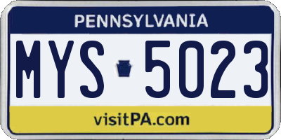 PA license plate MYS5023