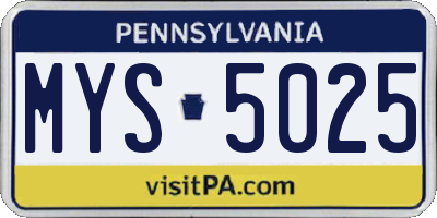 PA license plate MYS5025