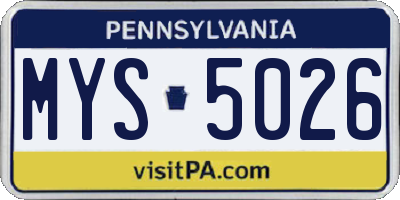 PA license plate MYS5026