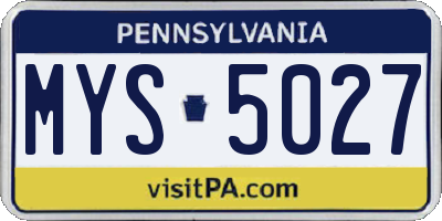 PA license plate MYS5027