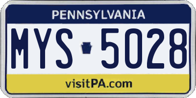 PA license plate MYS5028