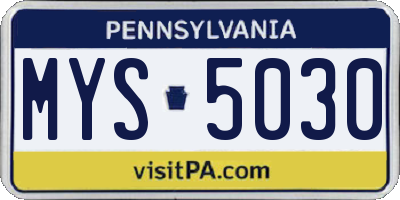 PA license plate MYS5030