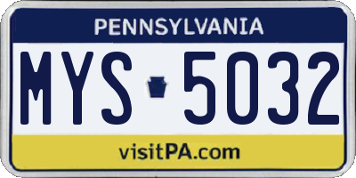 PA license plate MYS5032