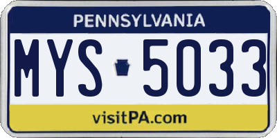 PA license plate MYS5033