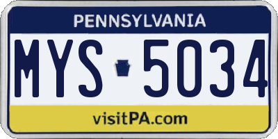 PA license plate MYS5034