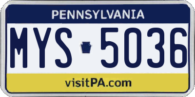 PA license plate MYS5036