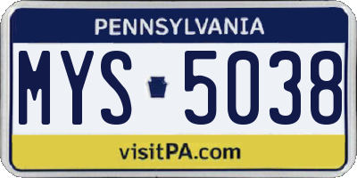 PA license plate MYS5038